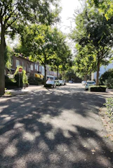 A quiet suburban neighborhood with tree-lined streets.
