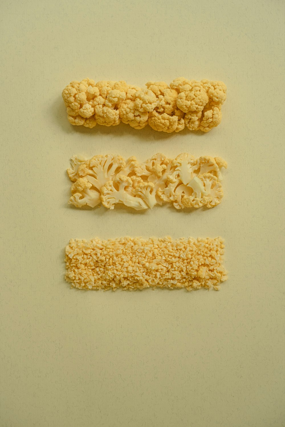 three pieces of food that are on a table