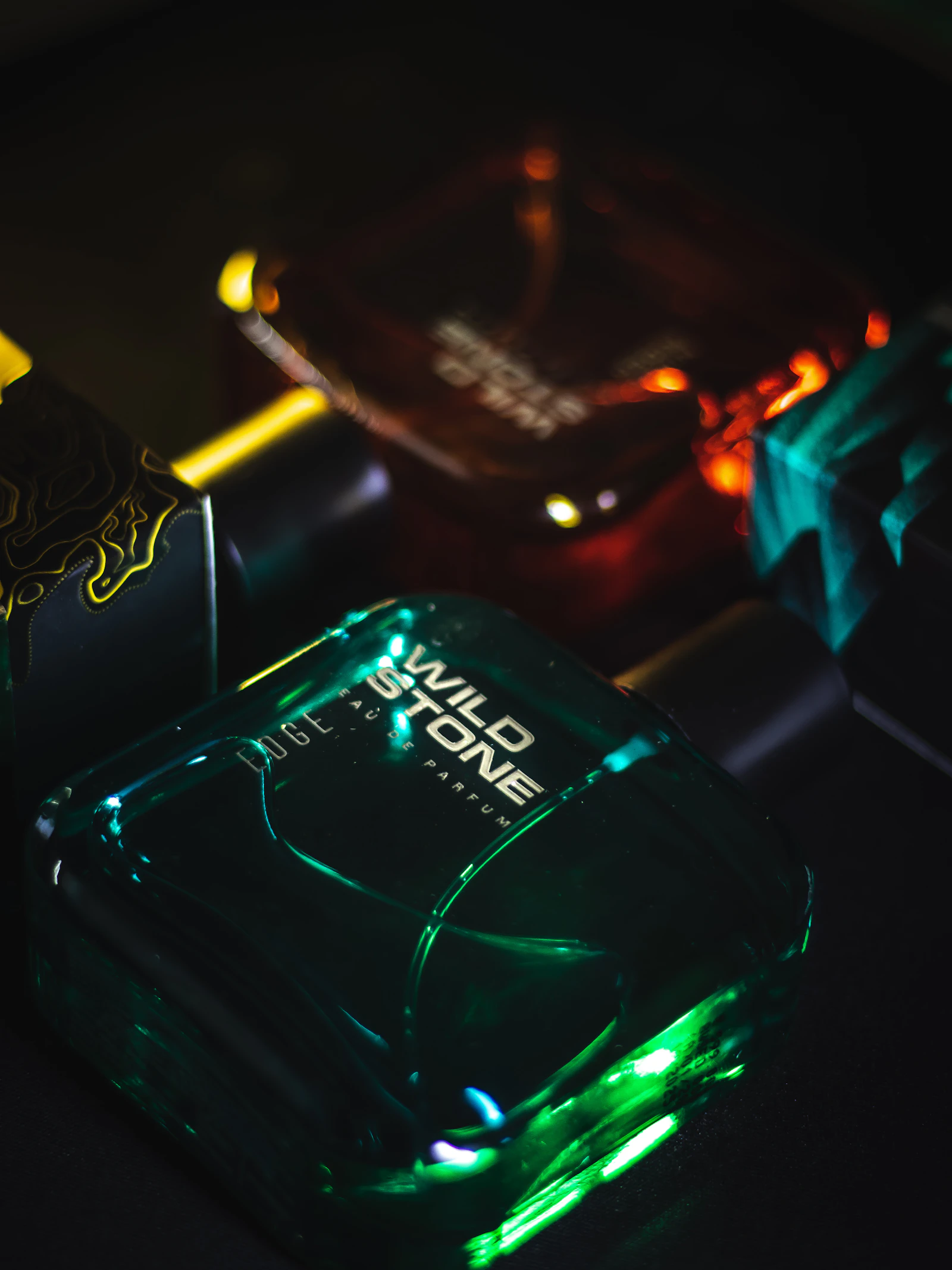 Product photography of a cologne bottle