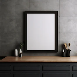 A minimalist kitchen setting showcasing monochrome household products with clean lines and style.