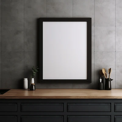 Minimalist kitchen scene featuring the Metallex cutting board on a light greige countertop.
