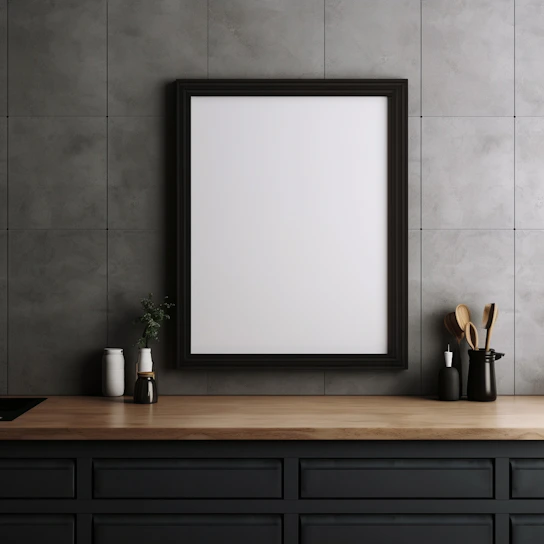 A bright, minimalist kitchen countertop with neatly arranged utensils and cookware.