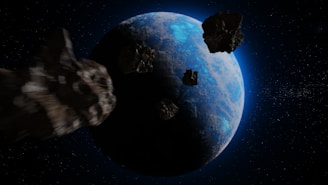 an artist's rendering of a space ship approaching a planet