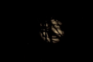 A dark-themed abstract artwork with deep shadows.