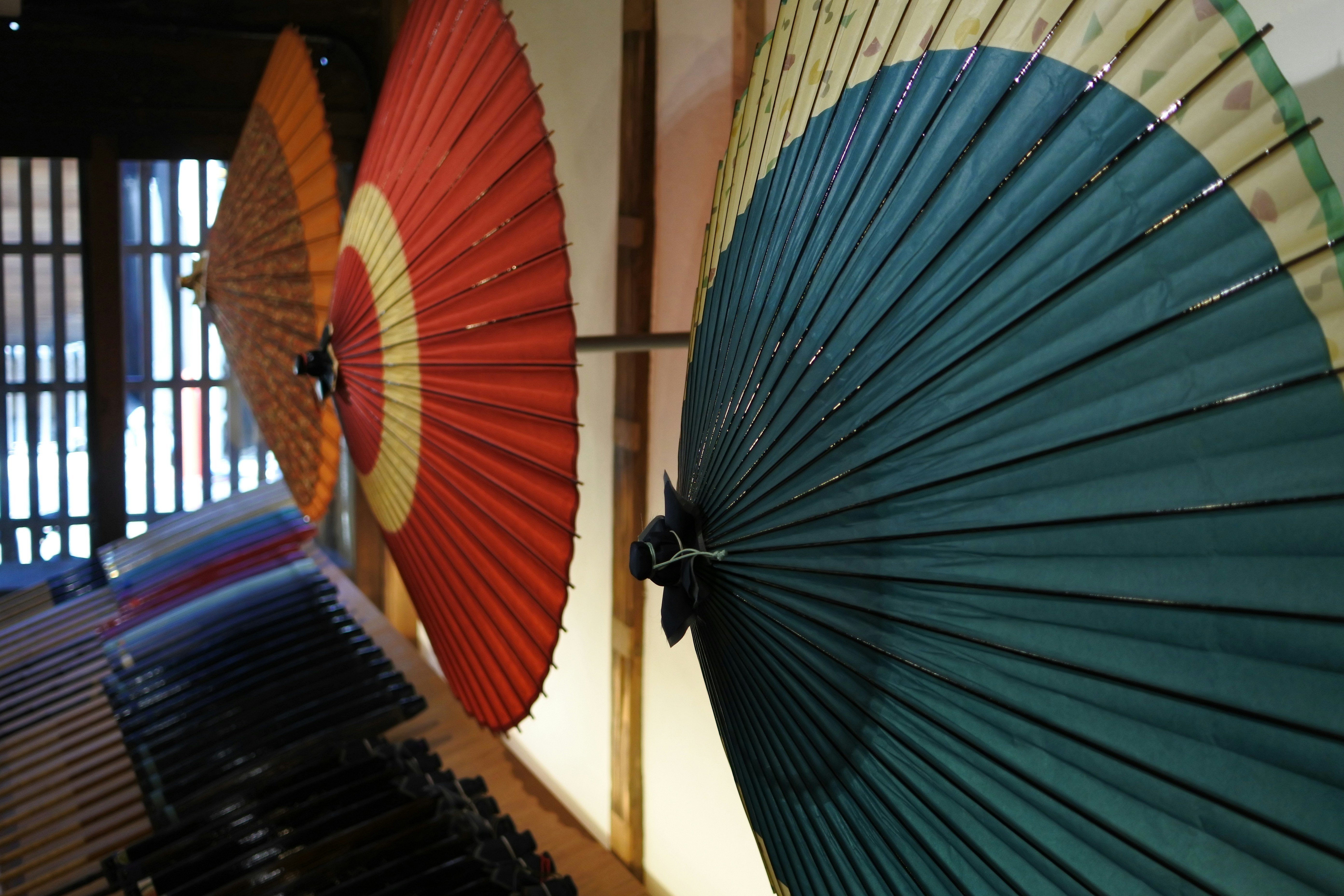 Kumihimo braiding disk with colorful threads in progress