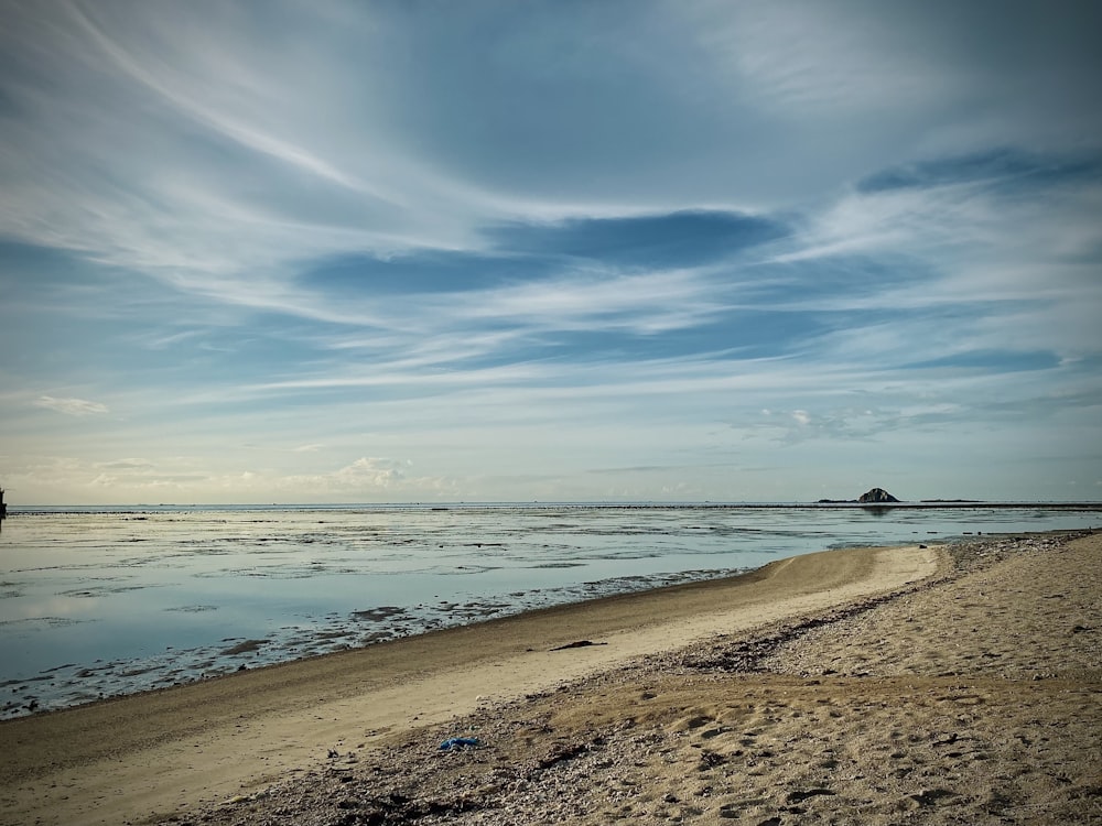 a person walking on a beach near the ocean