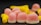 A pile of colorful gummy candies, including pink and white dome-shaped ones and elongated yellow ones, covered in a sugary coating, set against a dark background.