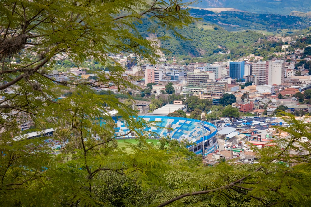 a view of a city from the top of a hill