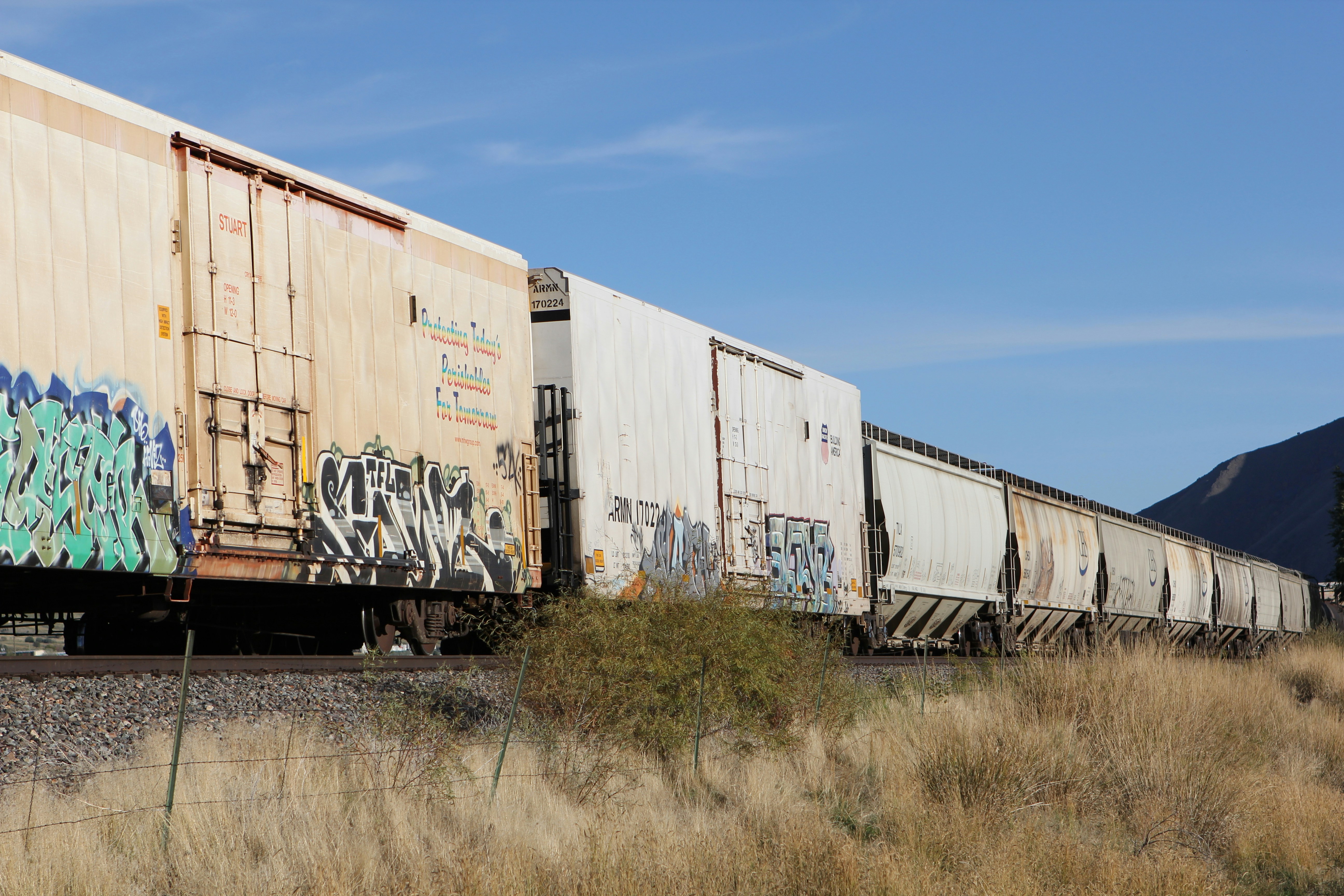 Railway car train in Pocatello, Idaho.