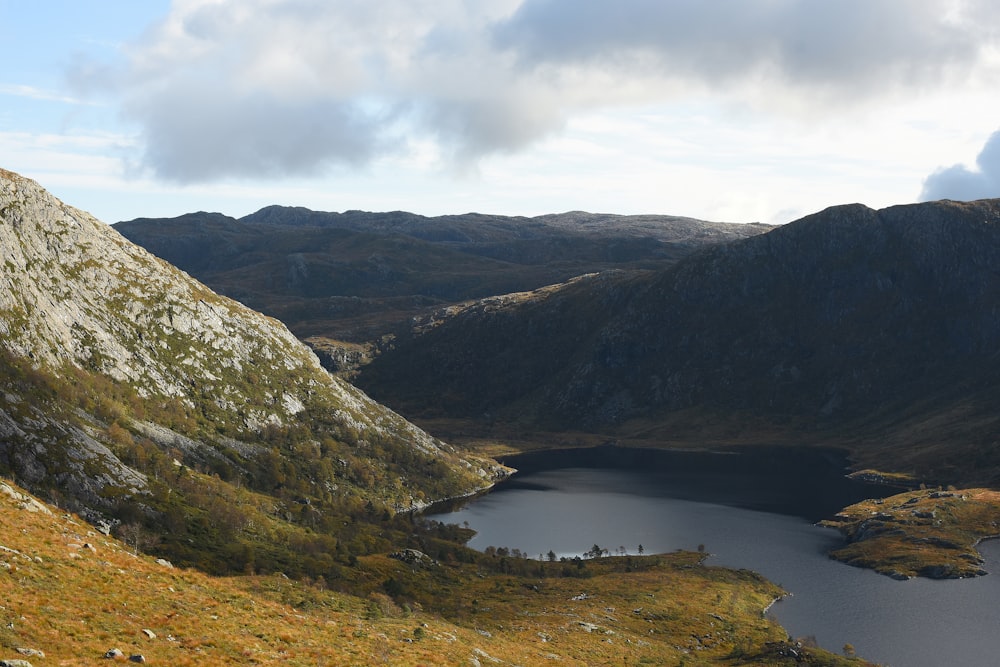 a large body of water surrounded by mountains