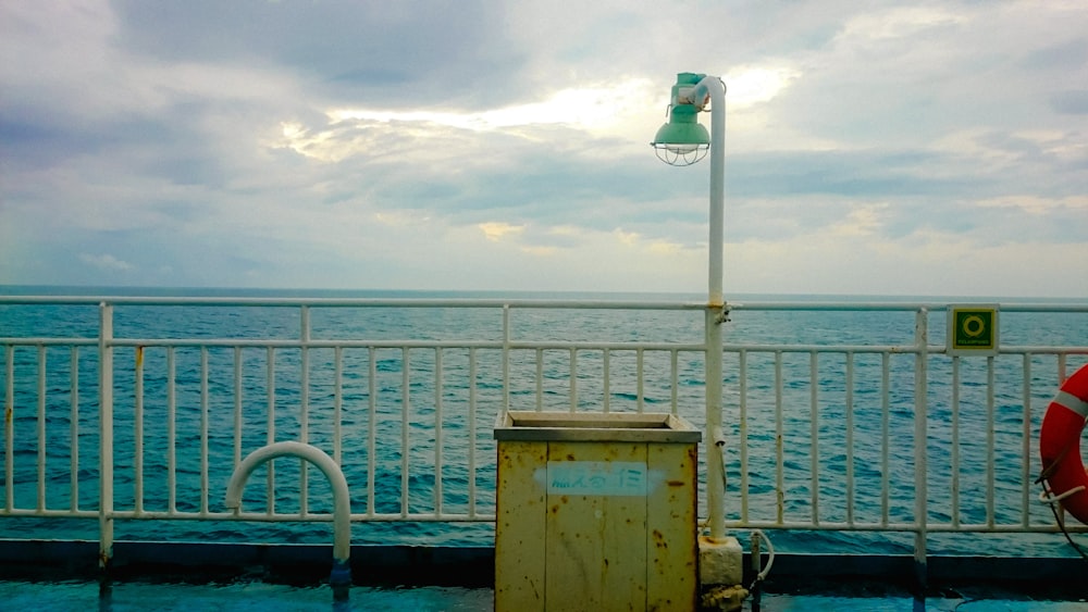 a life preserver on the deck of a ship