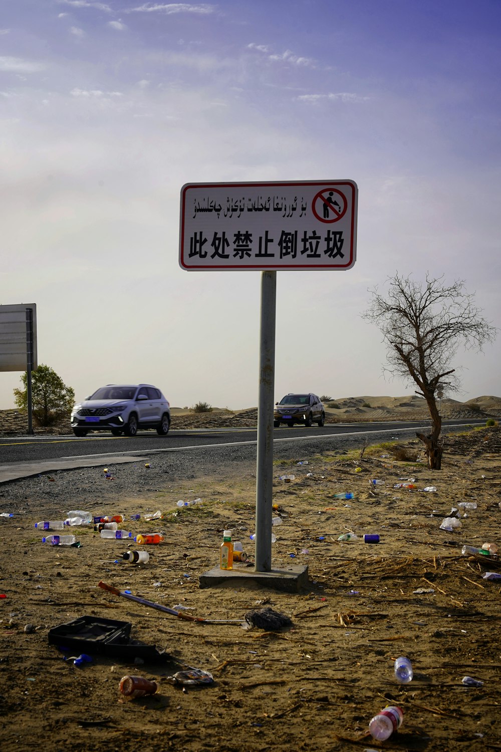 a no parking sign on the side of a road