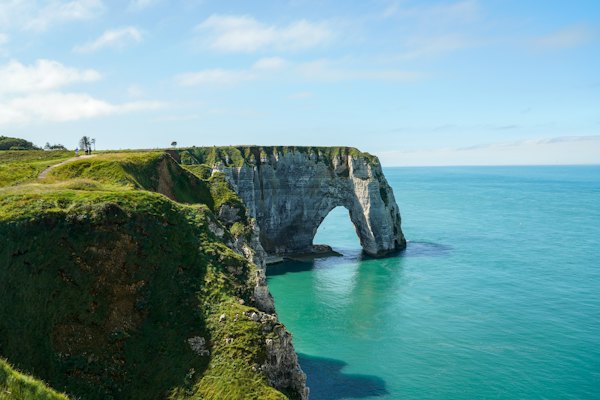 The Porte d’Aval arch from the clifftop — Étretat, France