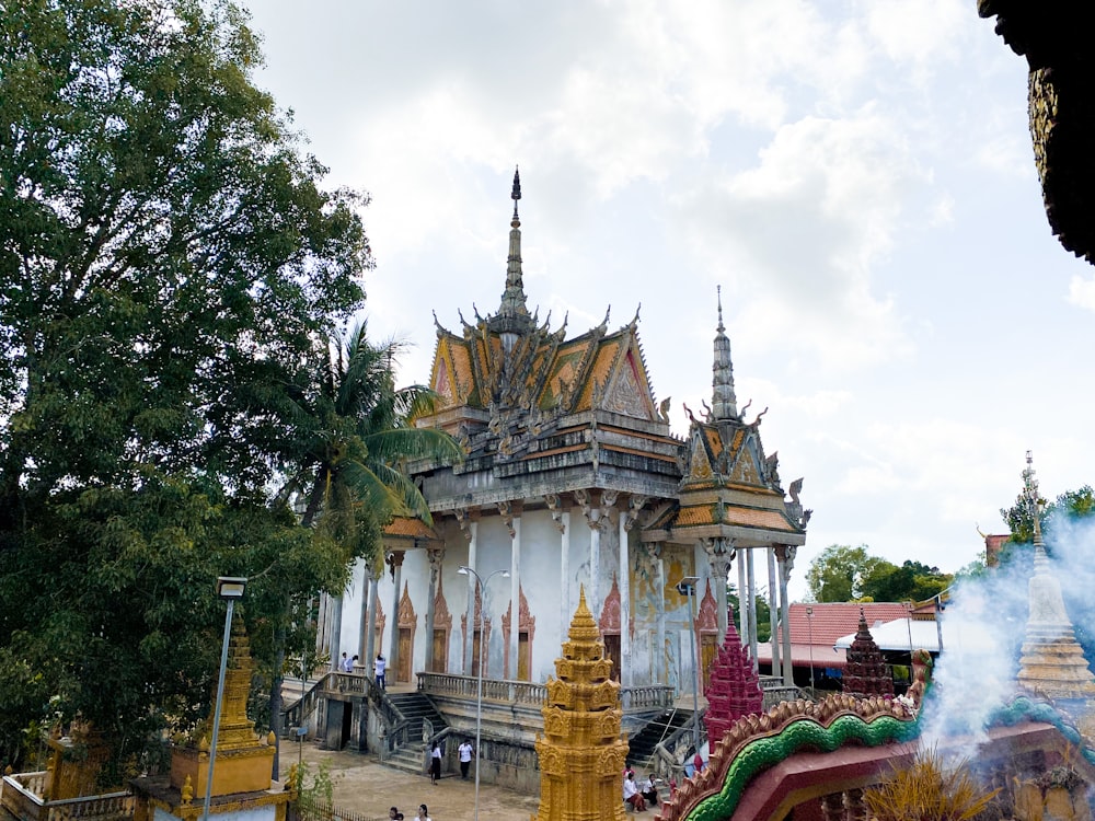 a large building with a lot of spires on top of it