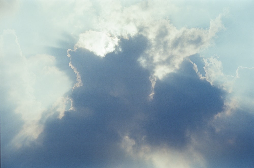 a plane flying in the sky with a lot of clouds