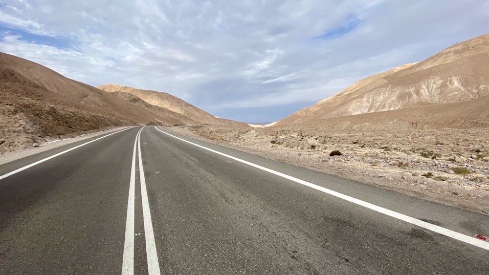 an empty road in the middle of a desert