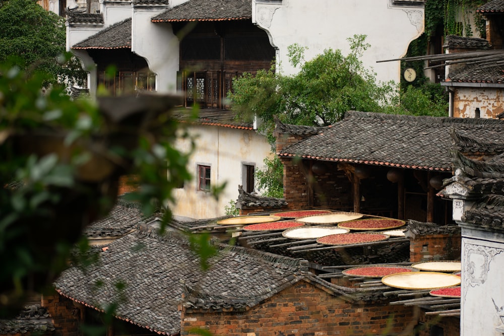 a view of a building with a lot of roof tops