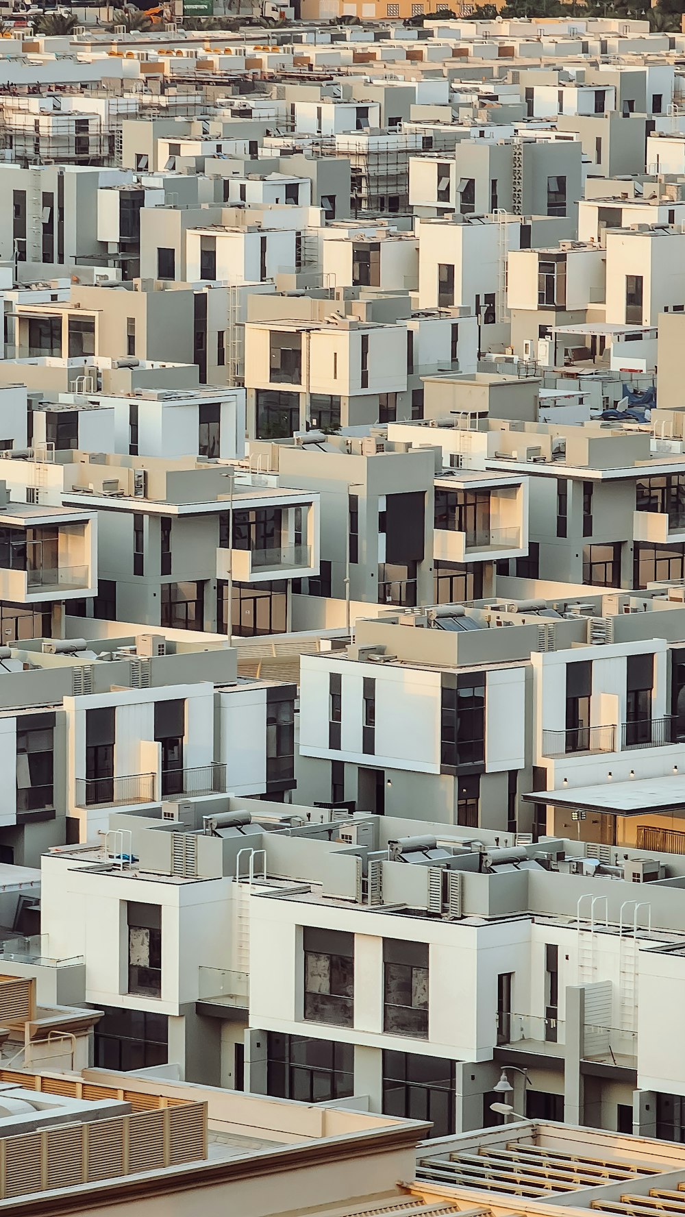 a large group of buildings with many windows