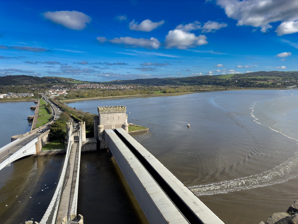 a large bridge over a large body of water