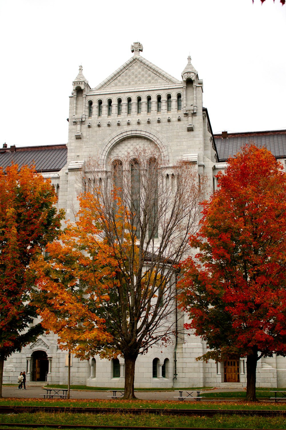 a large building with a clock on the front of it