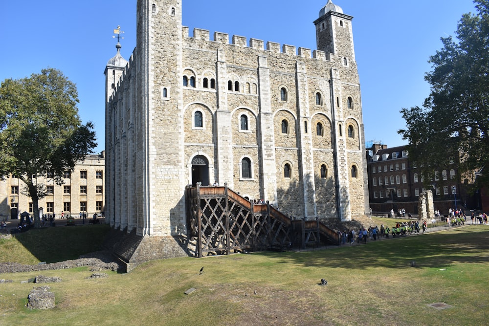 a large castle like building with a clock tower