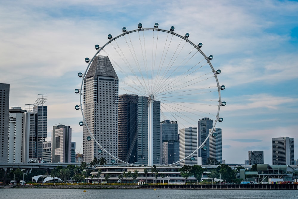 a large ferris wheel in the middle of a city