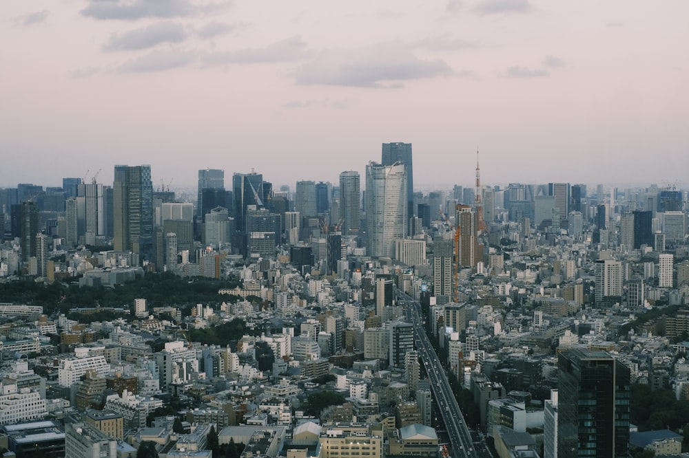 a view of a city from a tall building