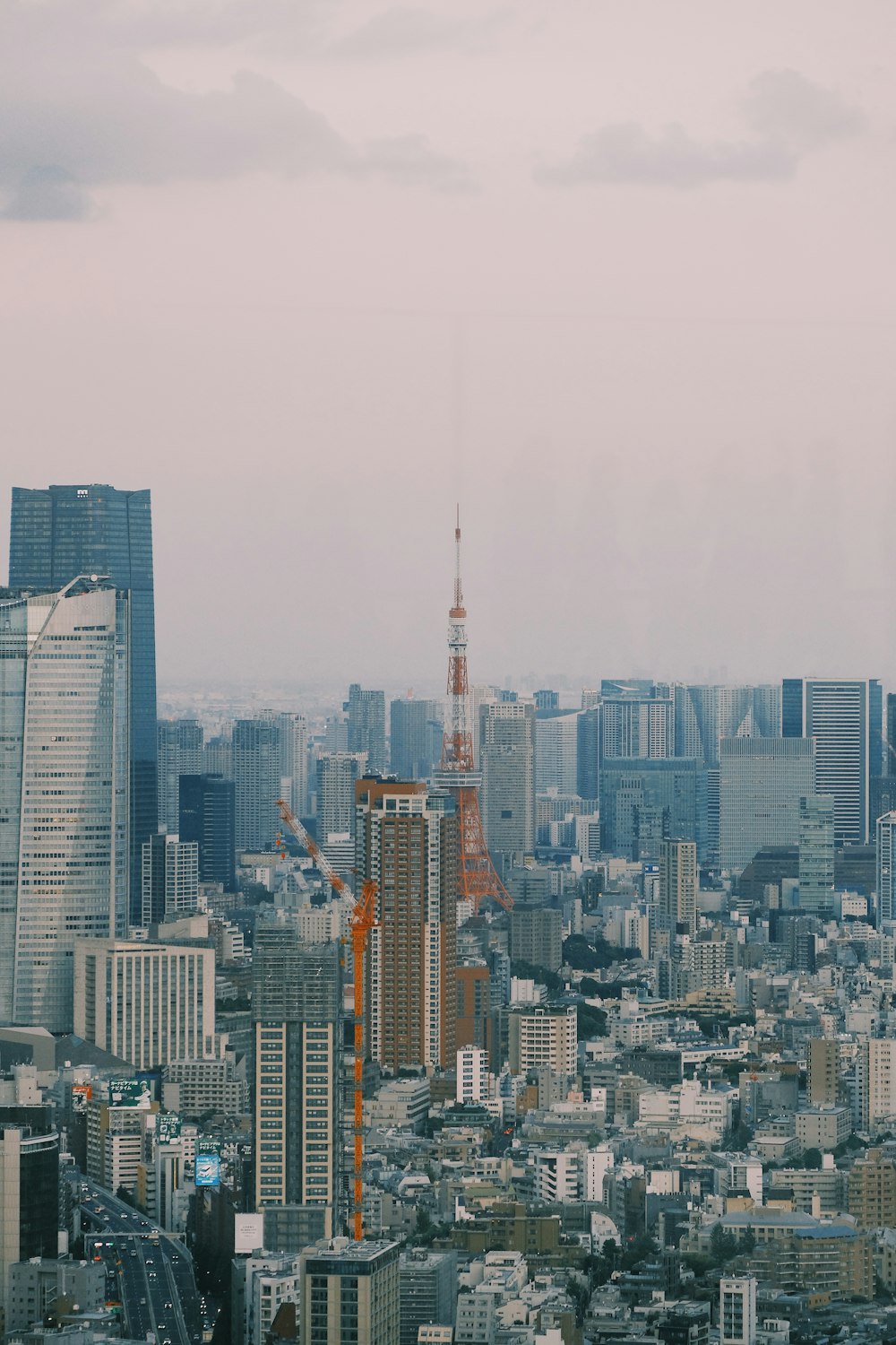 a view of a city from a tall building