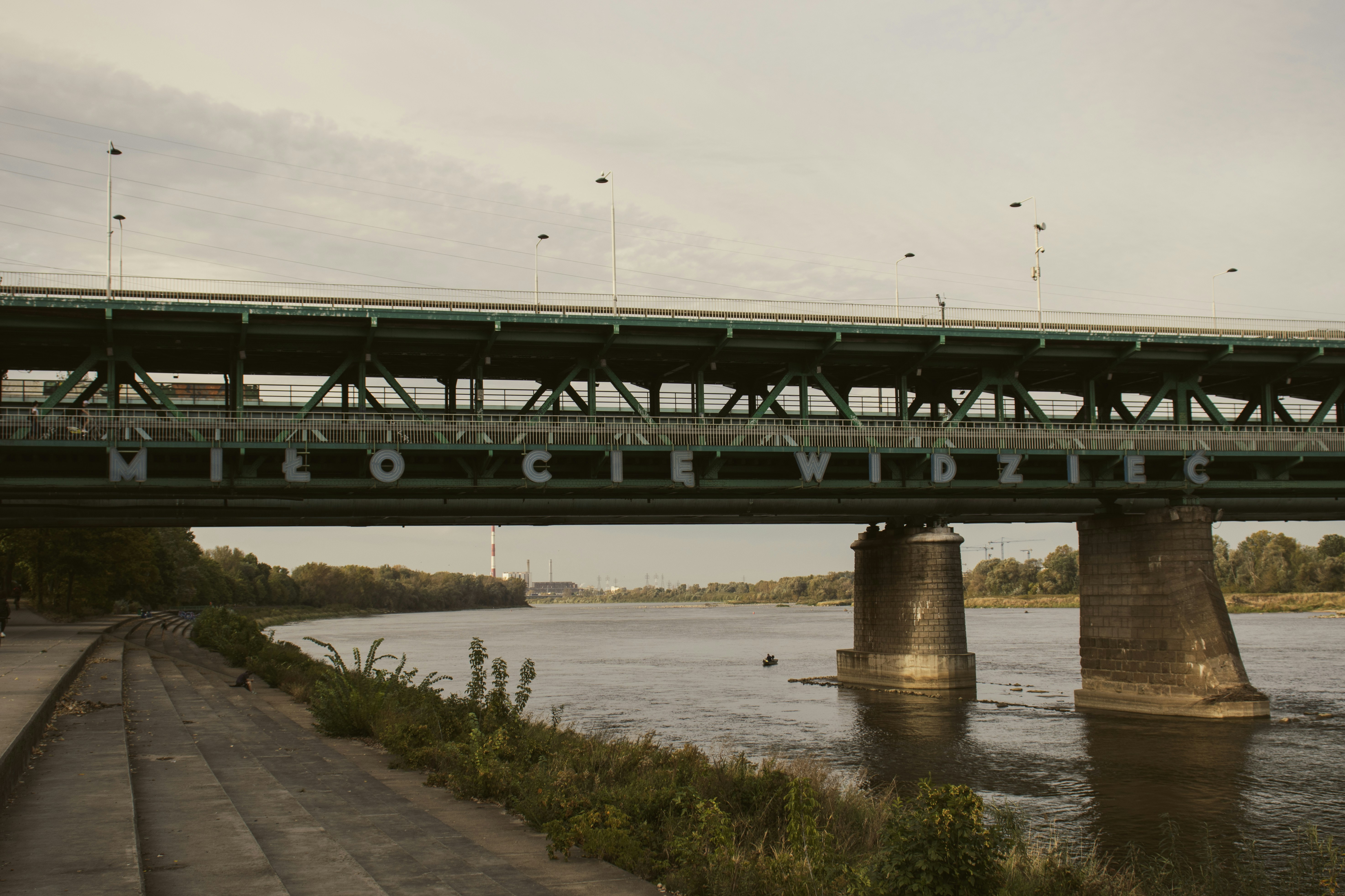 a bridge over a river with a train on it