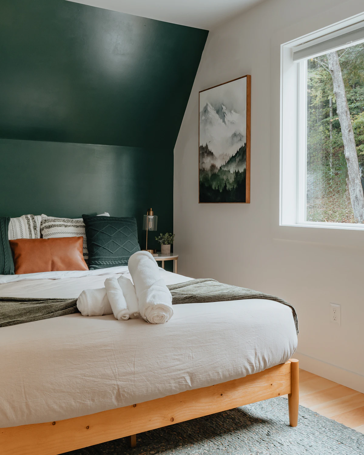 Fresh white bed sheets in a calm bedroom