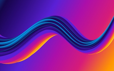 A vibrant and abstract digital artwork featuring smoothly flowing waves in a spectrum of colors, including blue, purple, pink, and orange. The waves create a sense of motion across the image, with gradients blending seamlessly between hues.