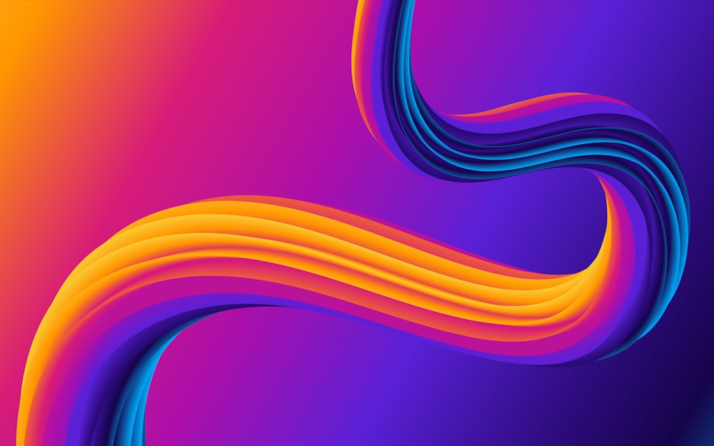a purple and orange background with wavy lines