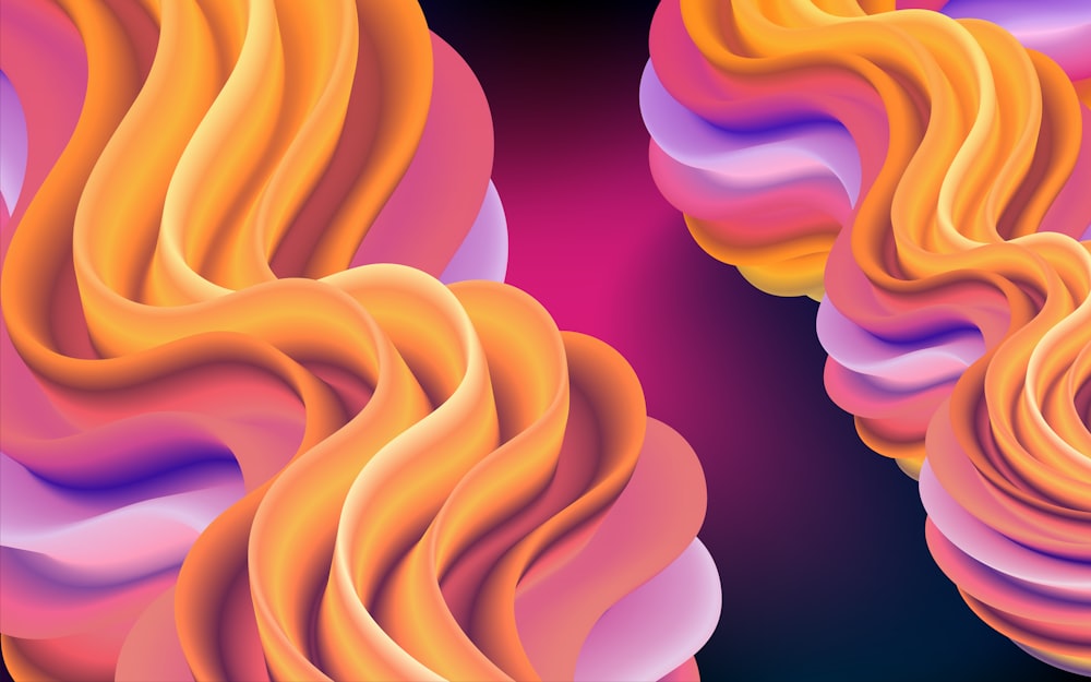 an abstract background with wavy orange and pink hair