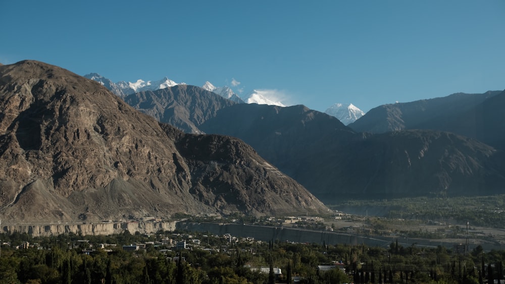 a mountain range with a river running through it