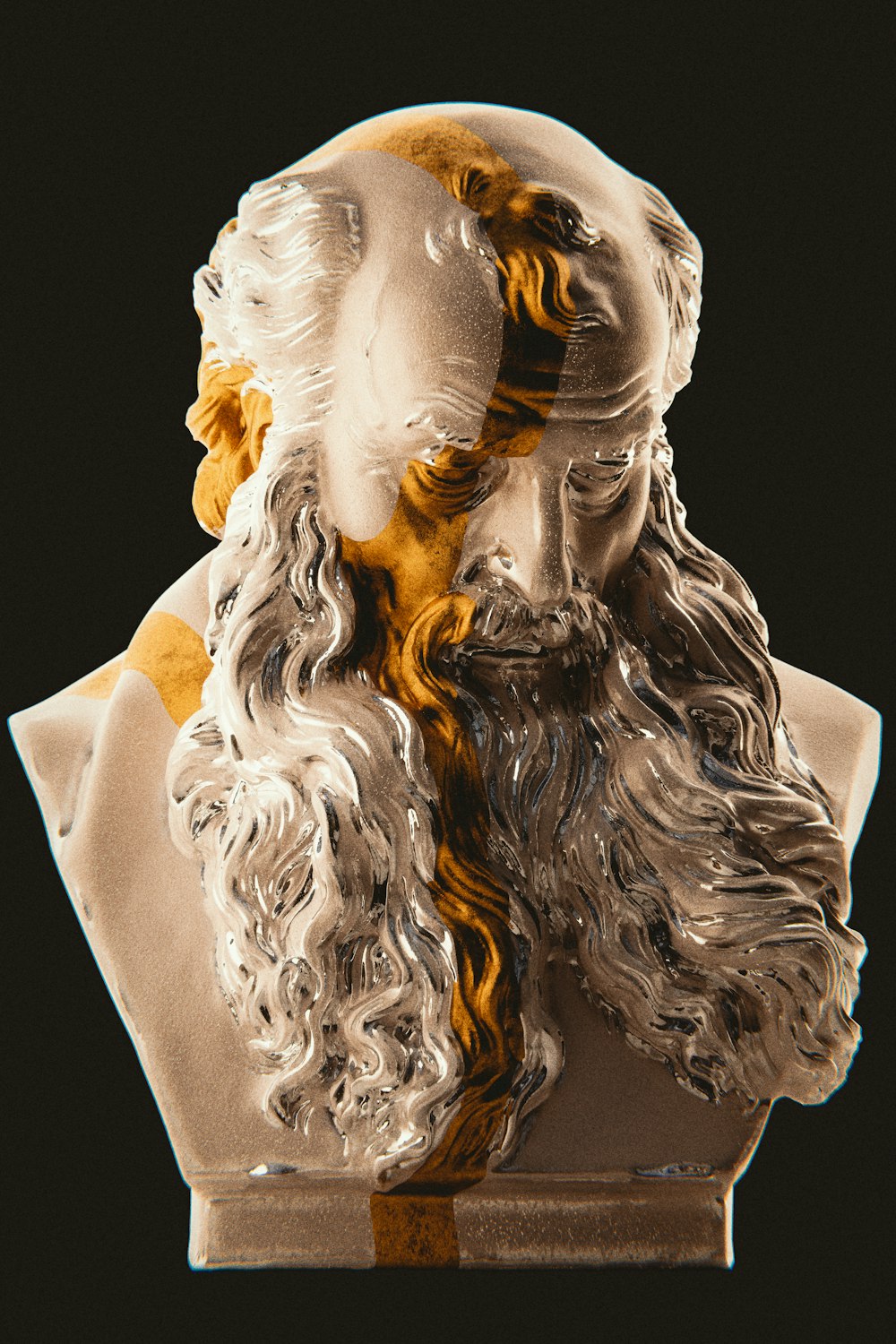 un busto de un hombre con barba y un anillo para la barba