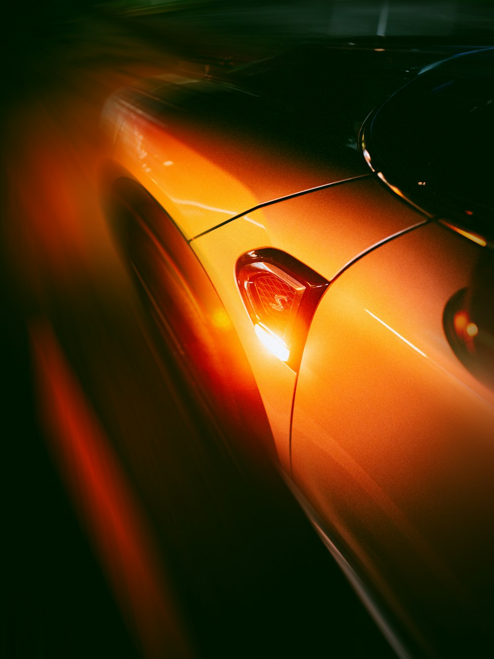 a close up of a car's tail light