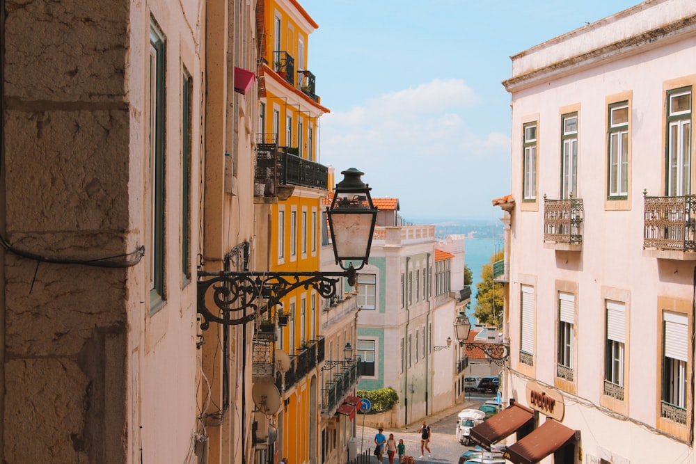 a view of a street in a european city