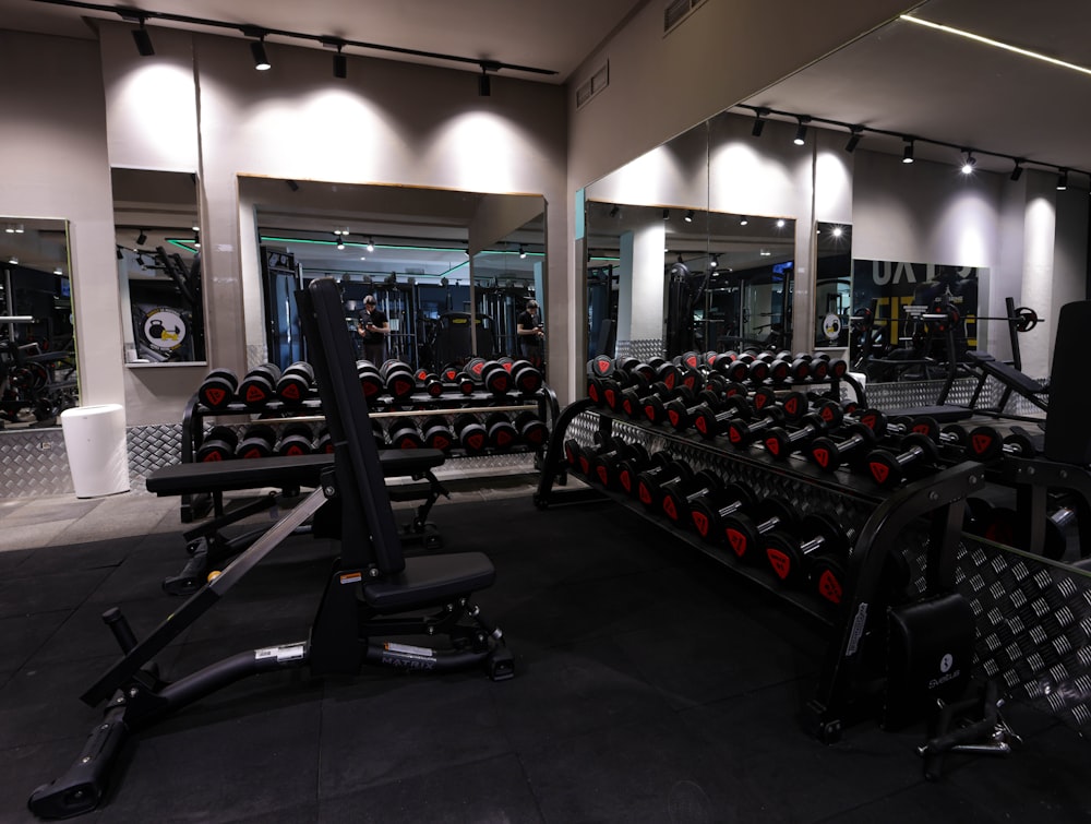 a gym filled with lots of exercise equipment