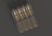 Eight empty clear glass containers are arranged in two rows, each with four containers. The lighting casts soft reflections on the glass surface, creating a subtle highlight along the edges. The background is a muted dark color, which contrasts with the transparency of the glass.