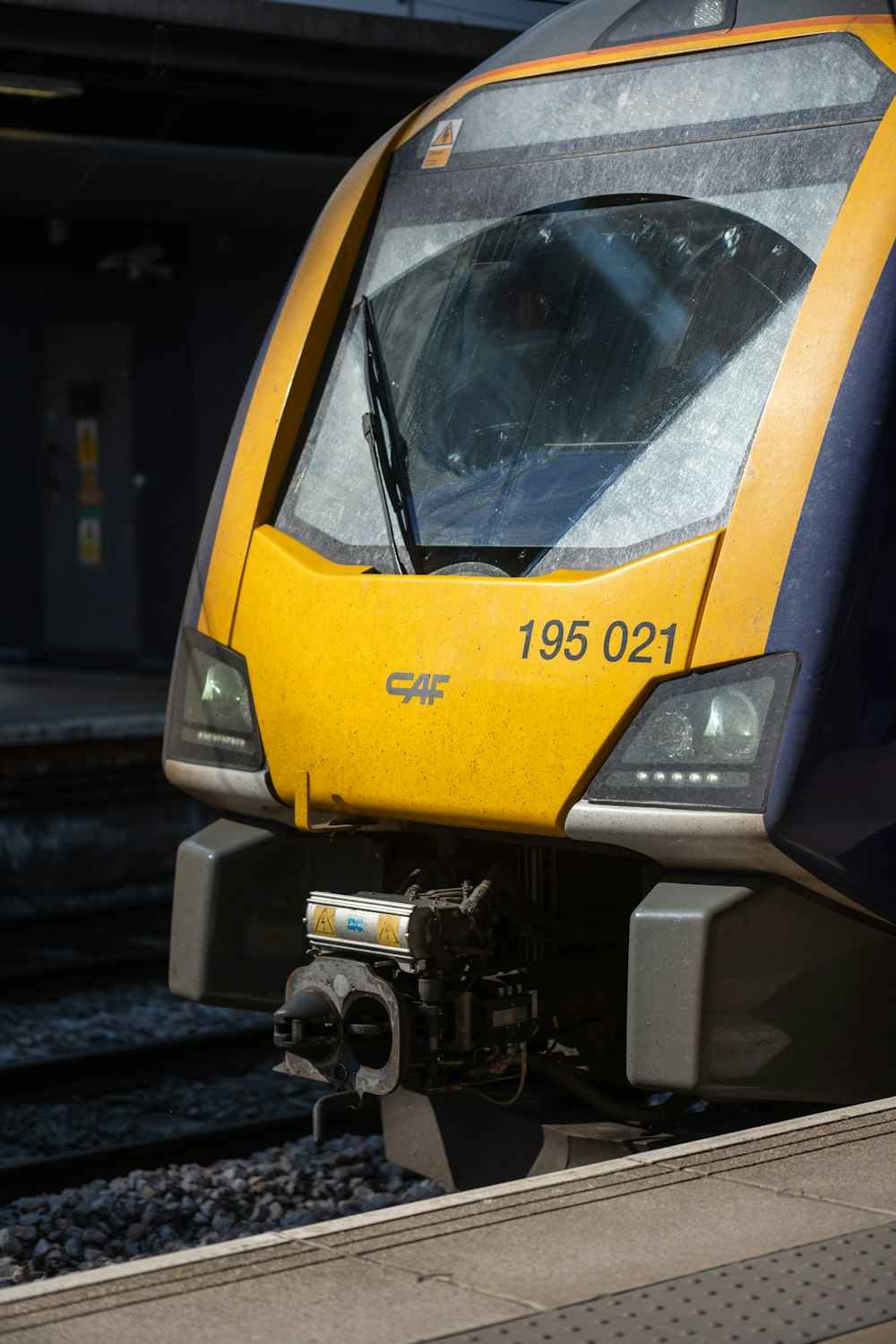 a close up of a train on a train track