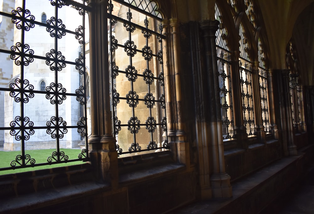 a view of a building through a window