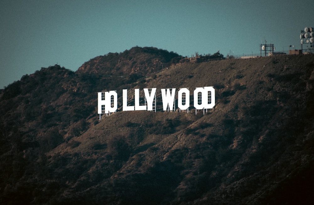 the hollywood sign on top of a mountain