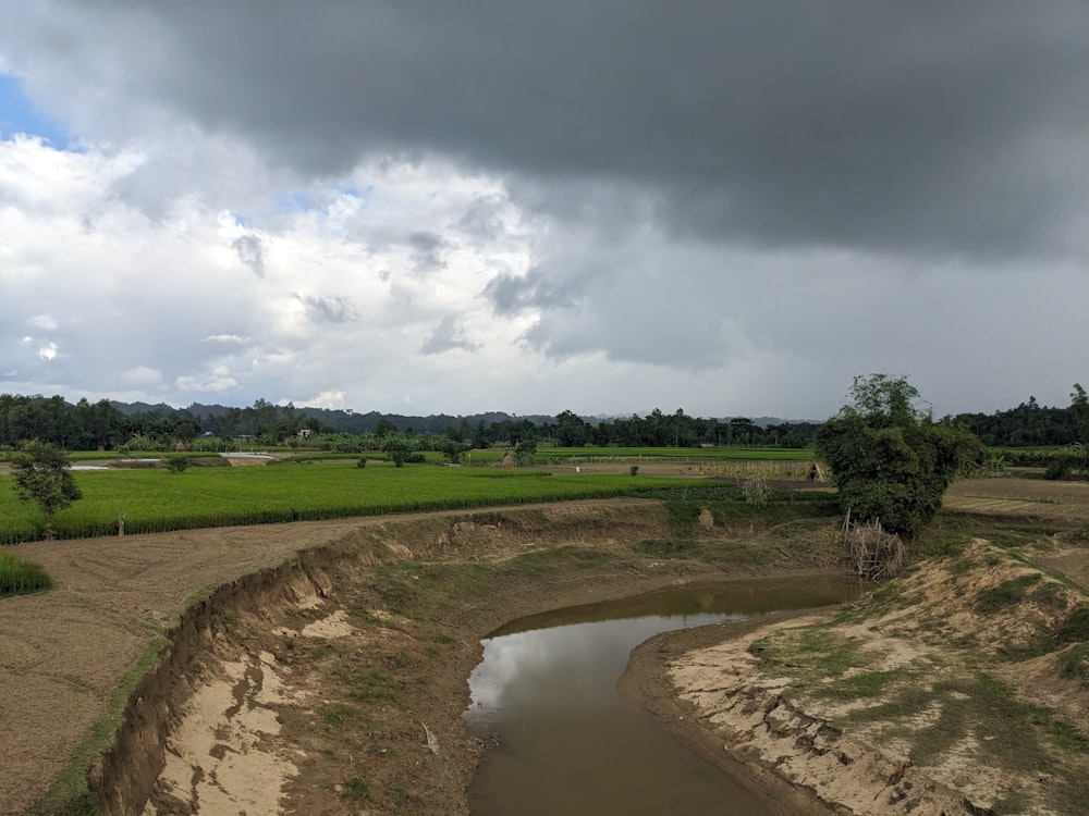 a large body of water sitting under a cloudy sky