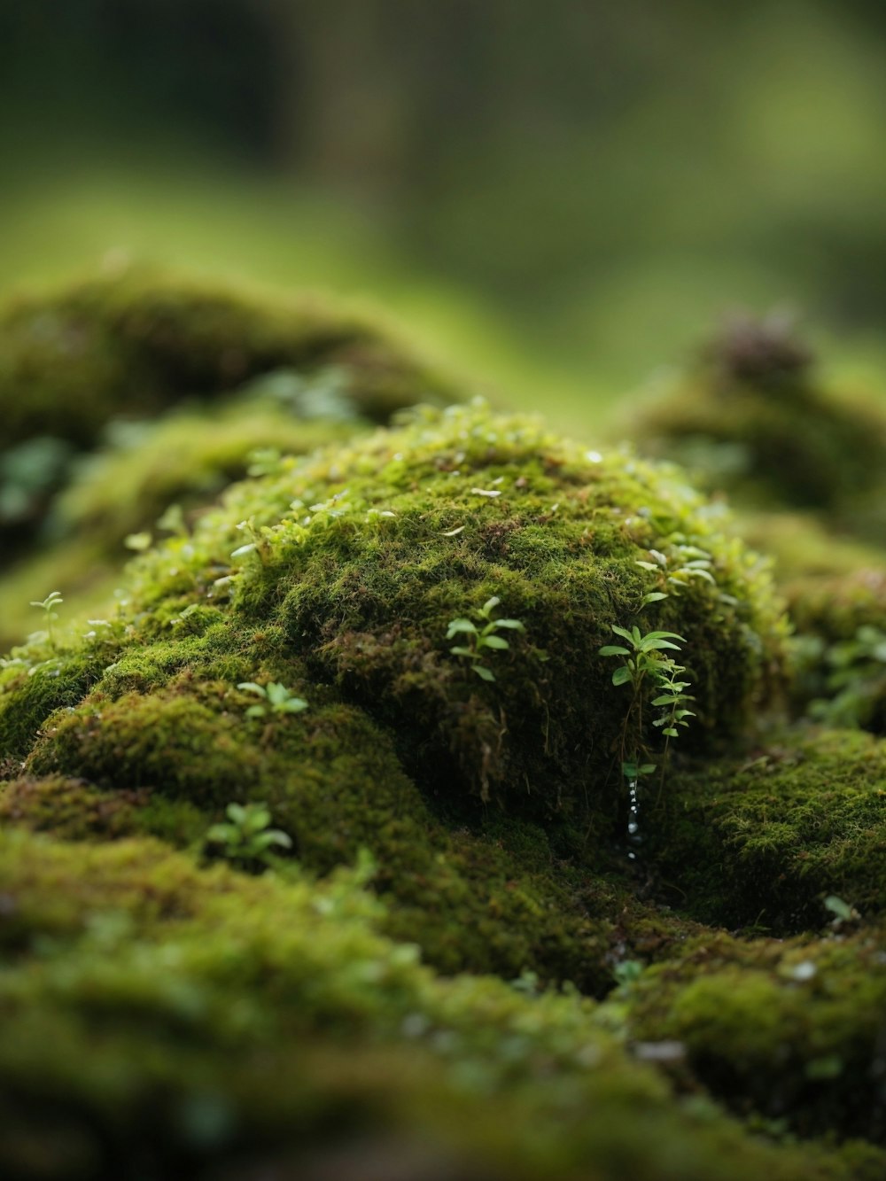 a close up of a moss covered rock