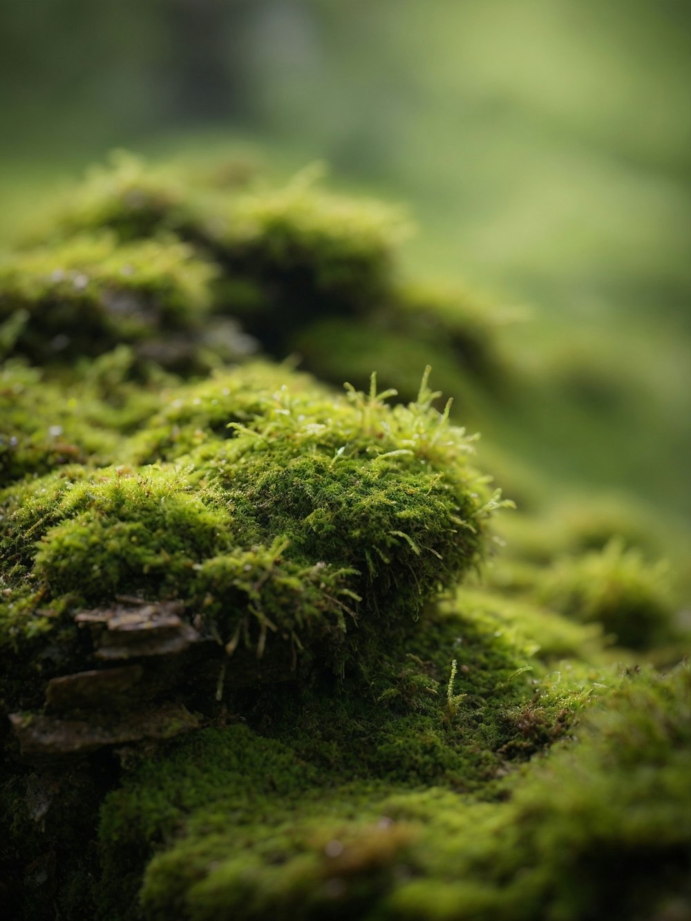 a close up of a moss covered rock