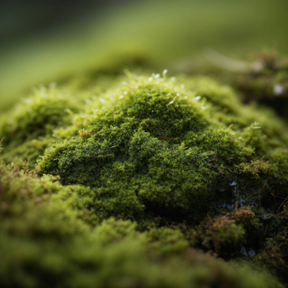 a close up of a moss covered surface