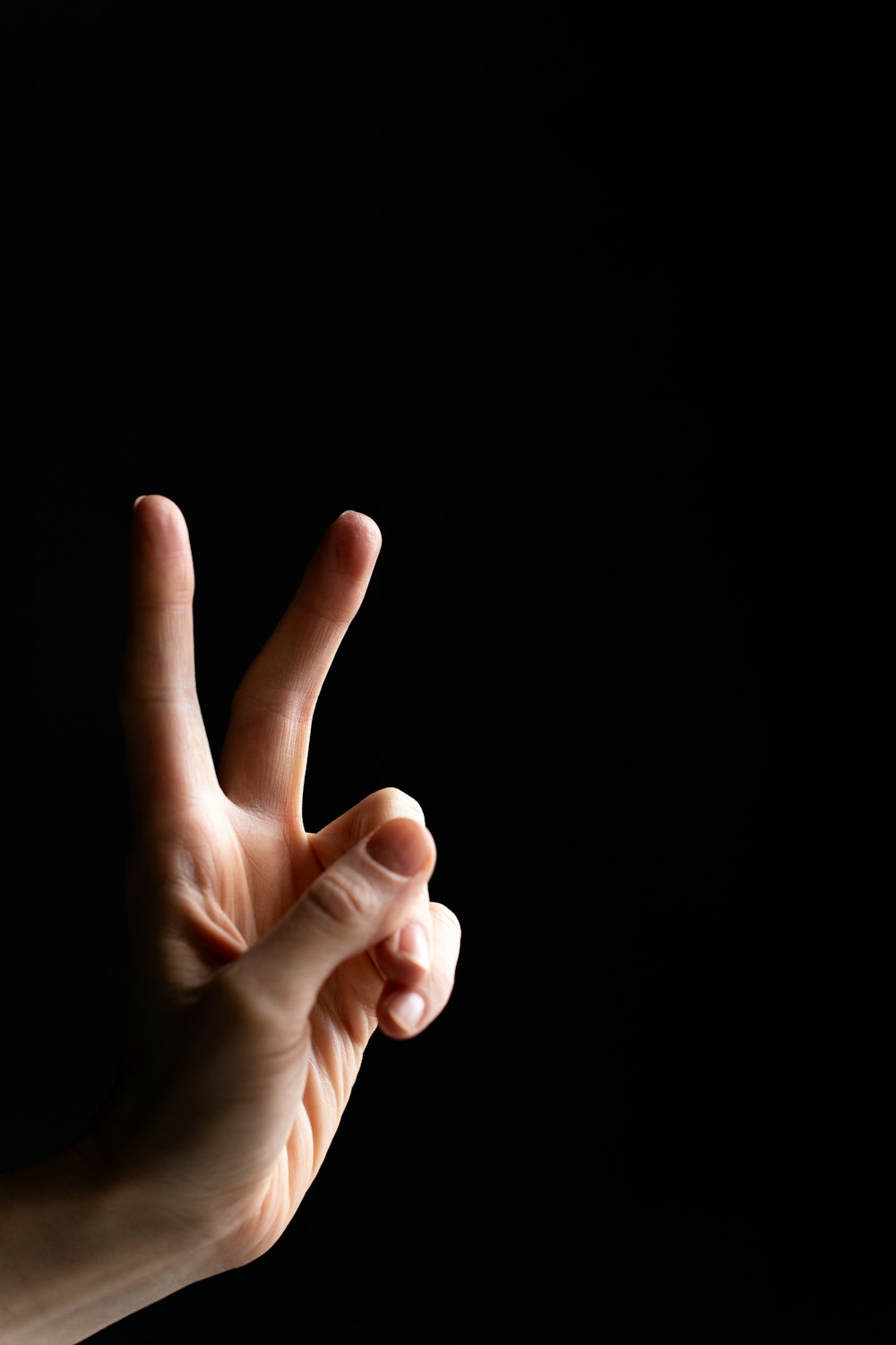 a person making a peace sign with their hand