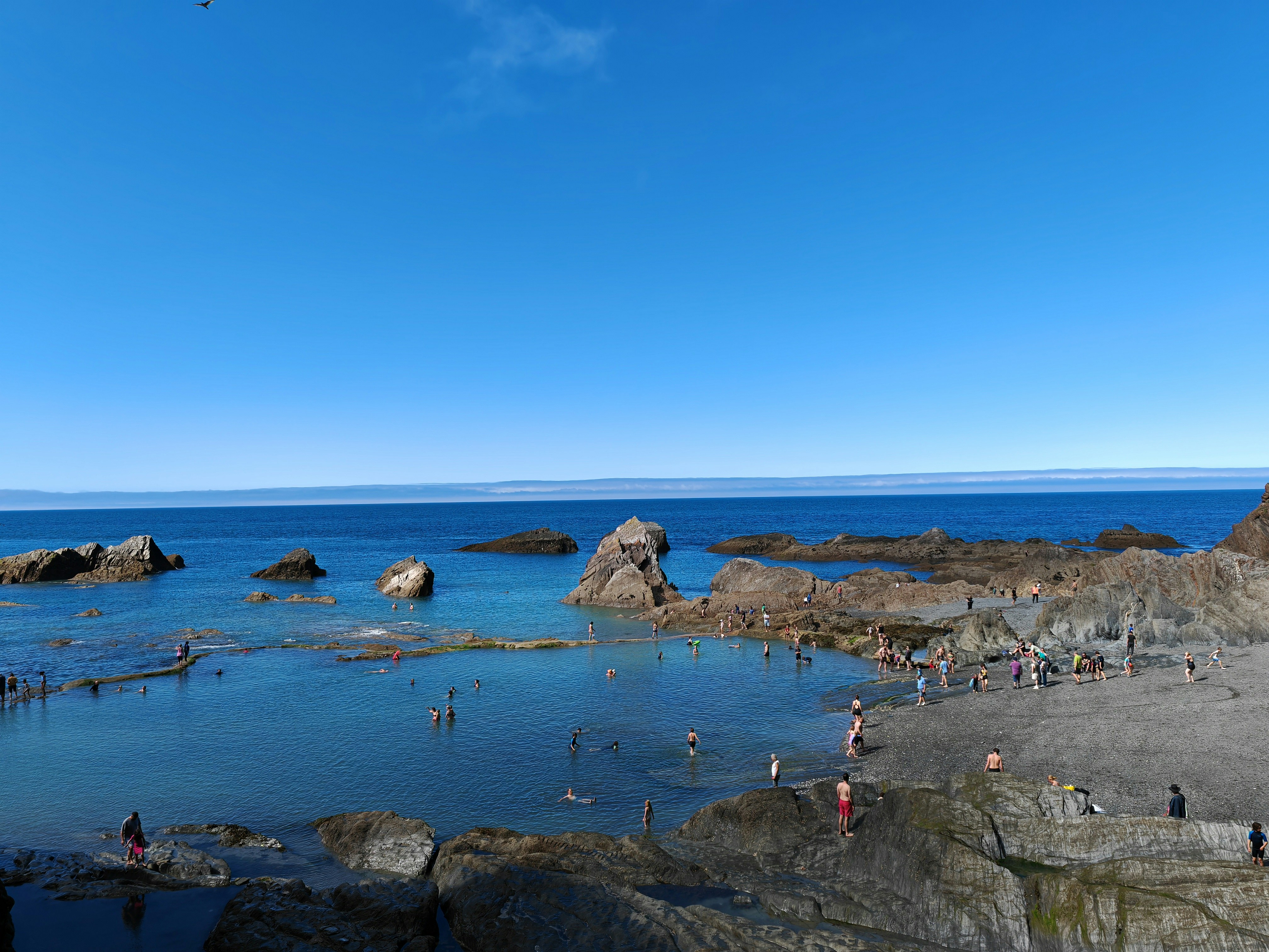 Families enjoying the pool together