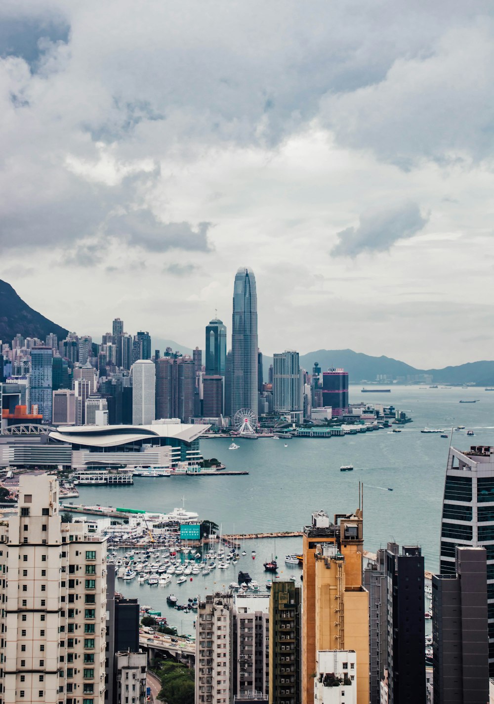 a view of a city and a harbor