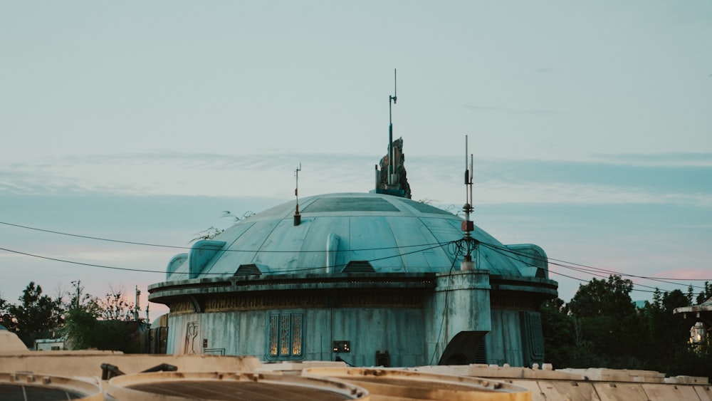 a building with a blue dome on top of it